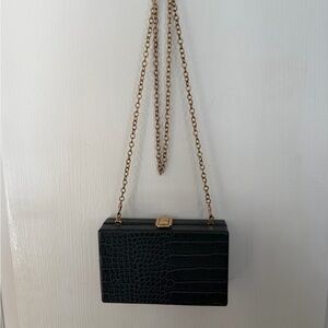 Green Croc-Embossed Chain Bag